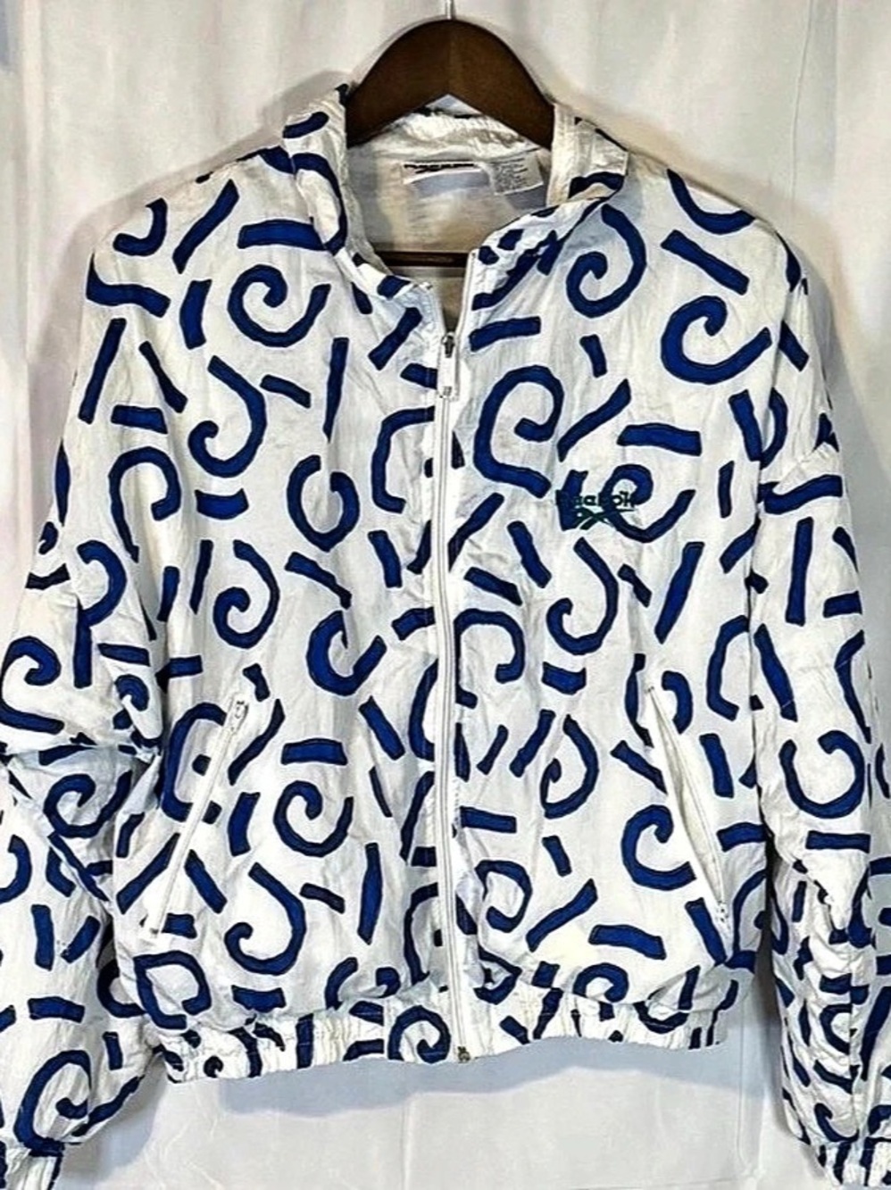 Reebok Abstract Print Nylon Bomber Jacket Size Large